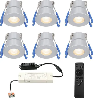 Image de HOFTRONIC - Set de 6 mini spots LED encastrables 12V 3W 200lm 2700K IP65 Gris