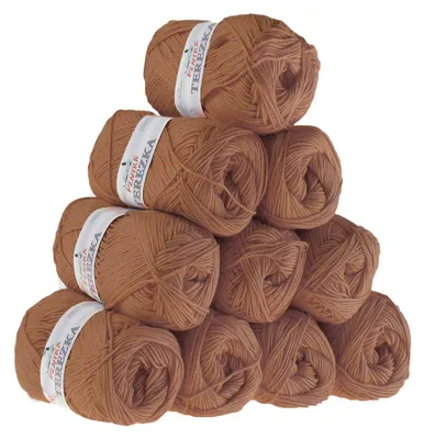 10 x 50g Strickgarn TEREZKA 100% Baumwolle, hellbraun