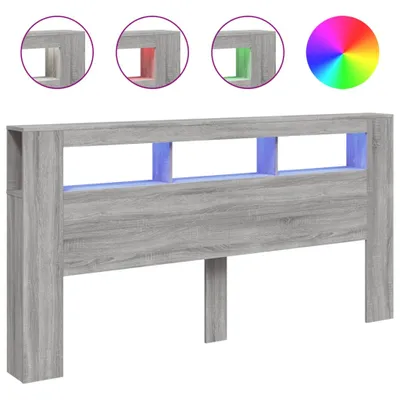 Image de vidaXL Tête de lit LED Gris Sonoma 200x18,5x103,5 cm Bois composite