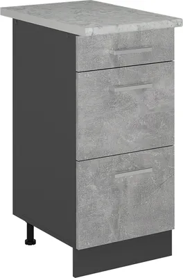 Produktbild von Küchenunterschrank Vicco R-Line Beton 40 cm mit Schubladen, AP Marmor, Model 53335