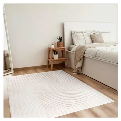 Produktbild von Moderner, ultraweicher Kurzflor-Teppich, leicht, rutschfest, maschinenwaschbar, faltbar und platzsparend, ideal für Wohnzimmer und Schlafzimmer – Weiß 120x180 cm