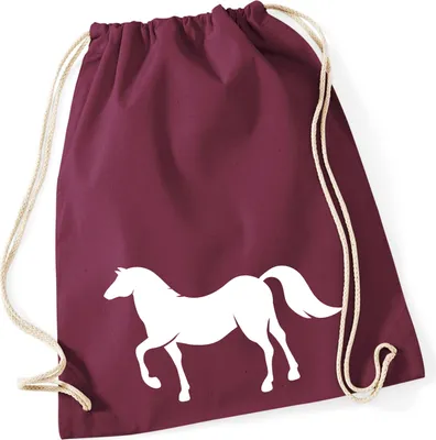 Produktbild von Huuraa Turnbeutel Pferd Silhouette 12 Liter Burgundy Baumwolle Rucksack Geschenkidee