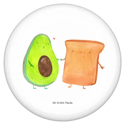 Produktbild von Mr. & Mrs. Panda Button Avocado Toast - Weiß - Geschenk, Freund, Reversnadel, Liebe, Hochzeitsgeschenk, Sprüche, Plakette, Pin, Hochzeit, Badge, Toastbrot