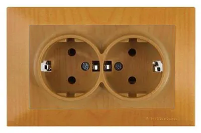 Produktbild von Doppelsteckdose Eiche Holzoptik – Rahmen Set – Unterputz – Candela