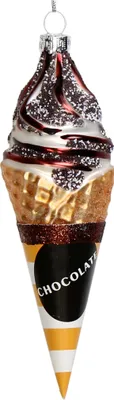 Produktbild von Christbaumschmuck Glas 15,7cm Schokoeis in Waffel Figur Braun