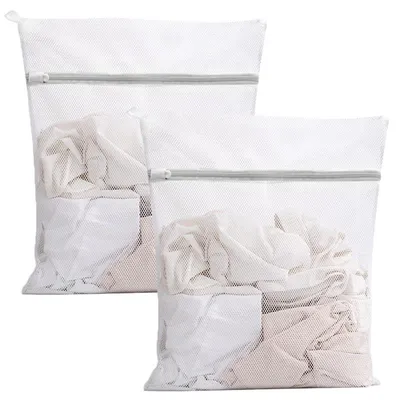 Wäschesäcke mit Reißverschluss, 2 Stück, 30x40 cm, Polyester