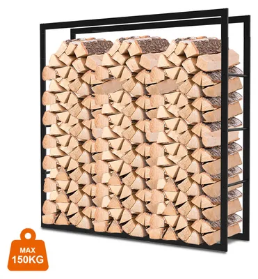 Zdjęcie produktu dla Półka na drewno kominkowe Ikodm, stojak na drewno opałowe, 100*100*25 cm, wykonana z odpornego na warunki atmosferyczne metalu, półka na drewno kominkowe
