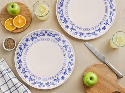 Image de Hermia Concept, ensemble de plats de service de haute qualité (6 pièces) en céramique à 100 %, bleu et blanc