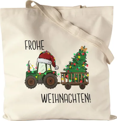 Produktbild von Frohe Weihnachten Jutebeutel Stoffbeutel Weihnachten Weihnachtsbaum Weihnachtsdekoration Merry Christmas
