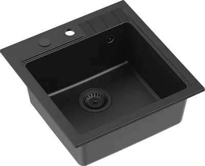 Zdjęcie produktu dla Zlewozmywak 1-komorowy QUADRON | rozmiar: 50 x 52 x 20 cm | PETER 110 | Zlewozmywak kuchenny GraniteQ z syfonem | Pure Carbon