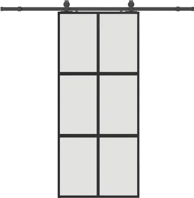 Image de vidaXL Porte coulissante avec ferrure noire 90x205 cm verre trempé