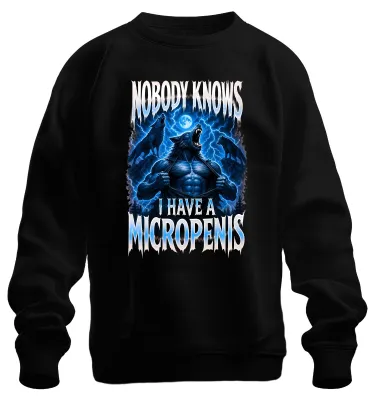 Zdjęcie produktu dla Bluza z nadrukiem "Nikt nie wie, że mam mikropenis. Oświadczenie. Sarkazm." Kolor: czarny, rozmiar: XL