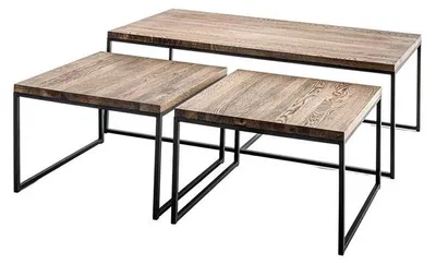 Image de Élégant ensemble de 3 tables basses vintage robustes