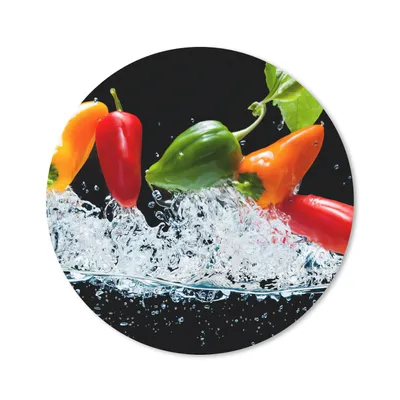 Produktbild von MuchoWow® Mauspad Mousepad Paprika - Schwarz - Gemüse - Wasser - Blatt 30x30 cm - Mousepads - Maus Mat - Pad - Mausunterlage - Tischunterlage - Schreibtischmatten