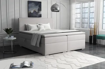 Produktbild von Boxspringbett Schlafzimmerbett SOREL 180x200cm Stoff Soro Hellgrau