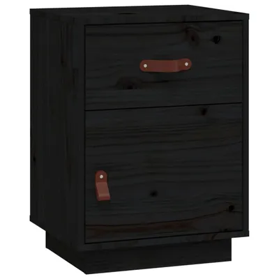 Produktbild von Nachttisch Schwarz 40x34x55 cm Massivholz Kiefer