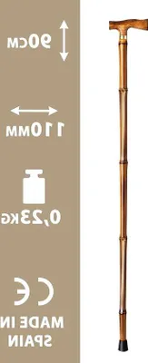 Obrázek produktu pro Bambusová hůl s dřevěnou rukojetí, 90 cm, 0,23 kg