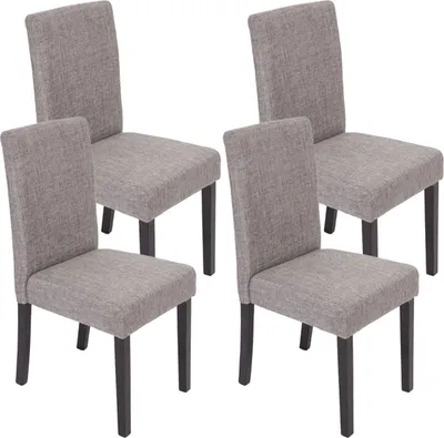 Produktbild von 4er-Set Esszimmerstuhl Stuhl Küchenstuhl Littau  Textil, grau, dunkle Beine