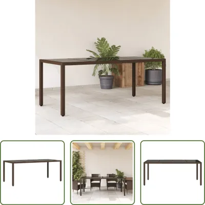 Produktbild von The Living Store Gartentisch mit Glasplatte Braun 190x90x75 cm Poly Rattan