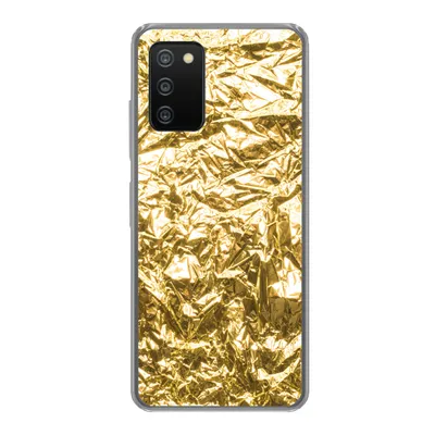 Produktbild von MuchoWow® Handyhülle Schutzhülle Hülle für Samsung Galaxy A03s Goldfolie mit faltiger Textur Silikon Softcase Handy Hülle - Schutz