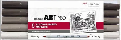 Produktbild von Tombow ABT Pro, 5 Stück(e), Grau, Meißel-/Bürstenspitze, Rund, Tinte auf Alkoholbasis