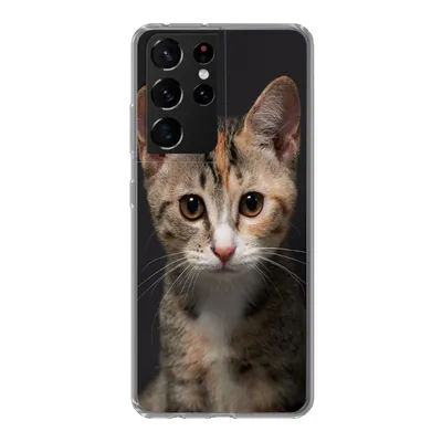 Produktbild von MuchoWow® Handyhülle Schutzhülle Hülle für Samsung Galaxy S21 Ultra Katze - Schwarz - Porträt Silikon Softcase Handy Hülle - Mobiltelefon
