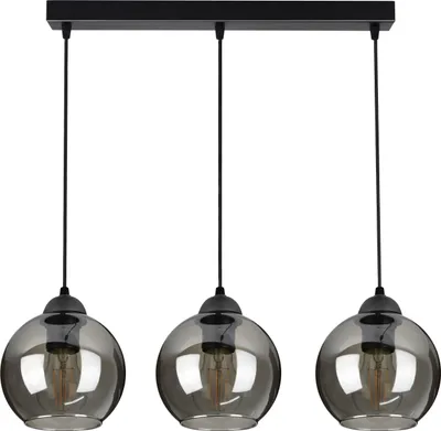 Produktbild von Pendelleuchte mit 3 Glasschirmen in Schwarz, Transparent, 3x E27
