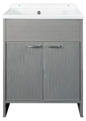 Immagine prodotto di Mobile Lavatoio salvaspazio 58x38 cm in PVC rovere grigio 2 ante Platone