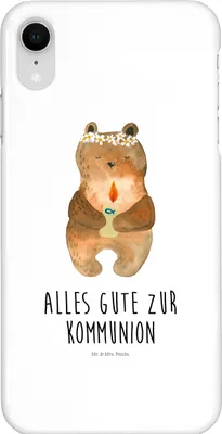 Produktbild von Mr. & Mrs. Panda Iphone XR Handyhülle Bär Kommunion - Weiß - Geschenk, Teddy, Premium Kunststoff, Katholisch, Taufkerze, Gottes Segen, Handy Case