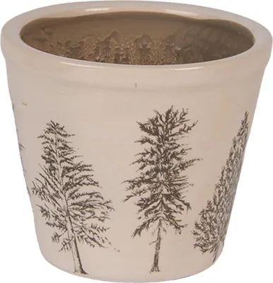 Produktbild von Clayre & Eef Blumentopf Ø 12x11 cm Beige Keramik Tannenbäume