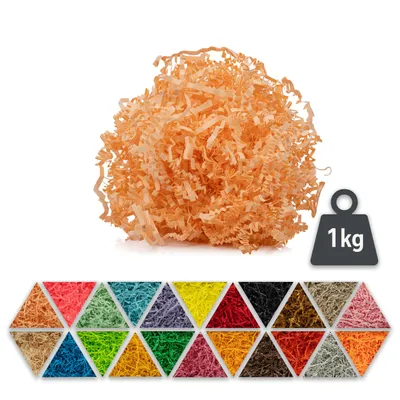 Immagine prodotto di Materiale di riempimento in carta color salmone 1 kg - materiale da imballaggio biodegradabile, ideale come riempimento decorativo per scatole e cesti regalo