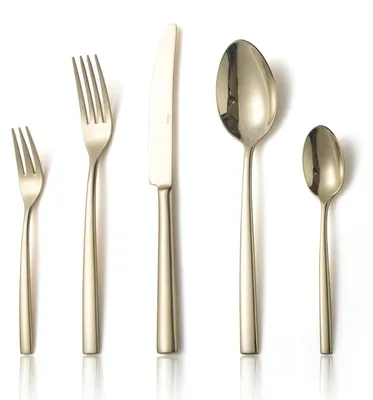 Image de Ensemble de couverts pour 6 personnes, couleur champagne doré, 30 pièces