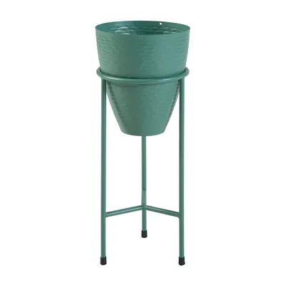 Image de Support de plantes 'Asten' avec pot de fleurs métal 40,5x16 cm vert