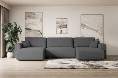 Produktbild von ALTDECOR Wohnlandschaft mit Schlaffunktion und Bettkasten ORRO-U 362x145x83cm GraU universal, links/rechts angeordnet Ecksofa U-Form Schlafsofa