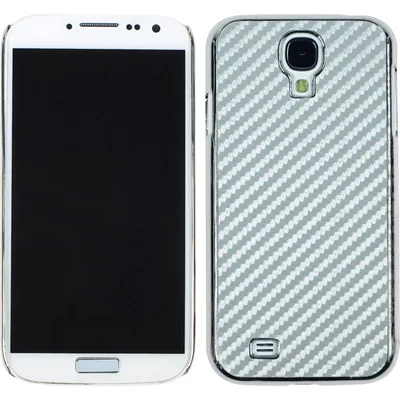 Produktbild von PhoneNatic Case kompatibel mit Samsung Galaxy S4 - Hülle silber Carbonoptik Hard-case + 2 Schutzfolien