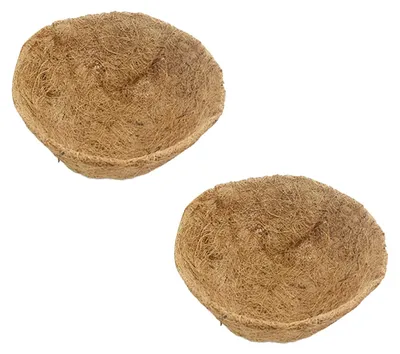 Obrázek produktu pro Solidchoice – Sada 2 kusů závěsných květináčů z kokosu – kulaté vložky do květináčů (35,5 cm)