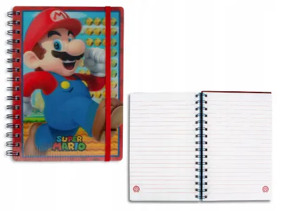 Zdjęcie produktu dla Notatnik notes Zeszyt 3D A5 Super Mario Kołonotatnik na spirali 80 kartek / SR72626