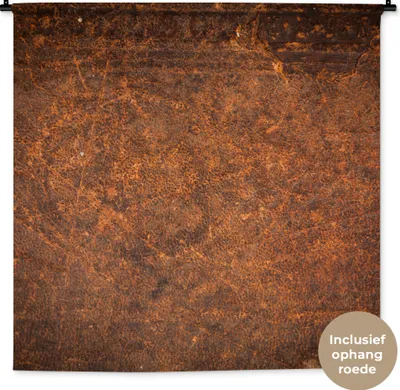 Produktbild von MuchoWow® Wandteppich Wandbehang Leder - Textur - Braun - Orange 150x150 cm Tapisserie Dekoration Wandtuch - Wohnaccessoires - Modernes