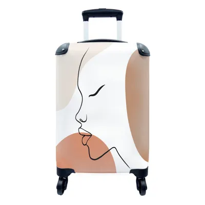 Produktbild von MuchoWow® Koffer Handgepäck Trolley Rollkoffer Kleine Reisekoffer mit 4 Rollen - Pastell - Minimalismus - Porträt - Cabin Size < 55x40x23 cm & 55x40x20 cm - Fotokoffer - Kabinenkoffer - Boardgepäck - Reise-Box - Reisekoffer - Reisegepäck - Koffer mit Bild - Trolley für Kinder