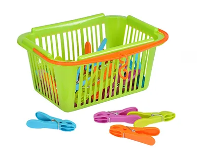 Obrázok produktu pre Štipce na prádlo 30 ks + košík HI-95563