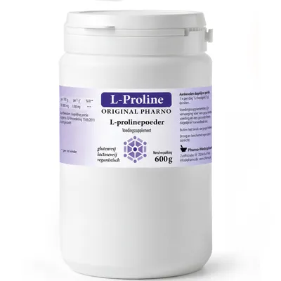 Productafbeelding van Original Pharno L-Proline 600 g – puur prolinepoeder, vegan