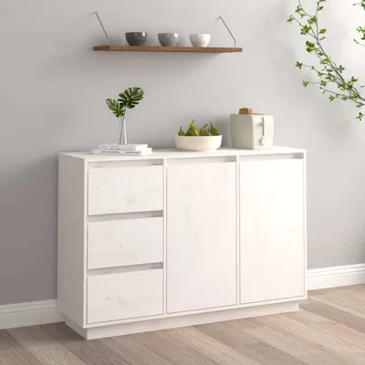 Produktbild von vidaXL Sideboard Weiß 111x34x75 cm Massivholz Kiefer