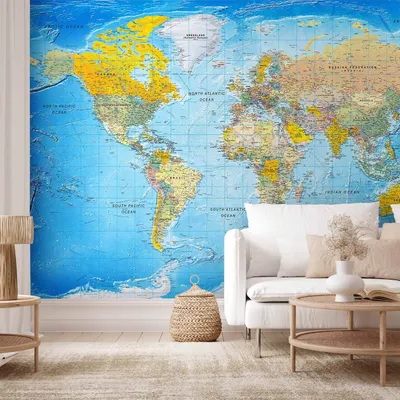 Obrázek produktu pro Samolepicí filmová fototapeta - Klasická mapa světa 245x175 cm mapy k-A-0109-a-a