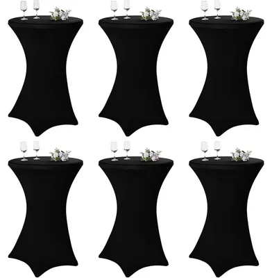 Productafbeelding van Set van 6 stretchhoes voor statafels, geschikt voor bistrotafels met een diameter van 70-75 cm, kleur zwart, afmetingen 70x110 cm