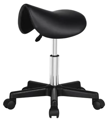Zdjęcie produktu dla Stołek rolowany do biurka - Regulacja wysokości 45,5-60 cm - 5 kółek - Czarny - Maks. 120 kg