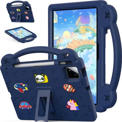 Produktbild von Schutzhülle für Xiaomi Pad 7 / Pad 7 Pro 11.2" Niedliche Hülle für Kinder, Stoßfest mit Griff und Ständer Dunkelblau