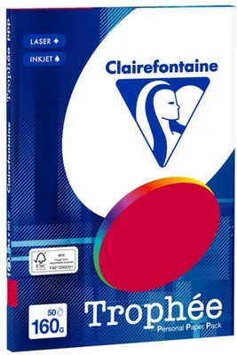 Produktbild von Clairefontaine CLAIRALFA PPP A4 160G 50BL KIRSCHROT