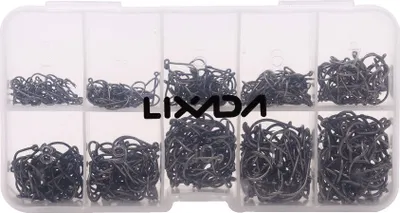 Produktbild von Lixada 600pcs Fisch Jig-Haken mit Loch Fishing Tackle Box 3 # -12 # 10 Gr??en aus Kohlenstoffstahl