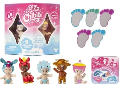 Immagine prodotto di Collectible Baby Mini-Figures - BANDAI - BIBI CHIBIS - Pack of 5 - Random Model - 5 Chibi Figures Including 3 Mystery Figures