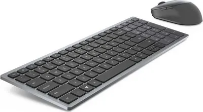 Produktbild von DELL Pro Plus kompakte Tastatur und Maus – KM7120W - UK (QWERTY), Kabellos, RF Wireless + Bluetooth, Scherenschalter, QWERTY, Grau, Titan, Maus enthalten